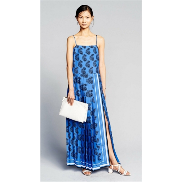 Banana Republic Blue Paisley Pleated Midi Dress - Picture 6 of 6